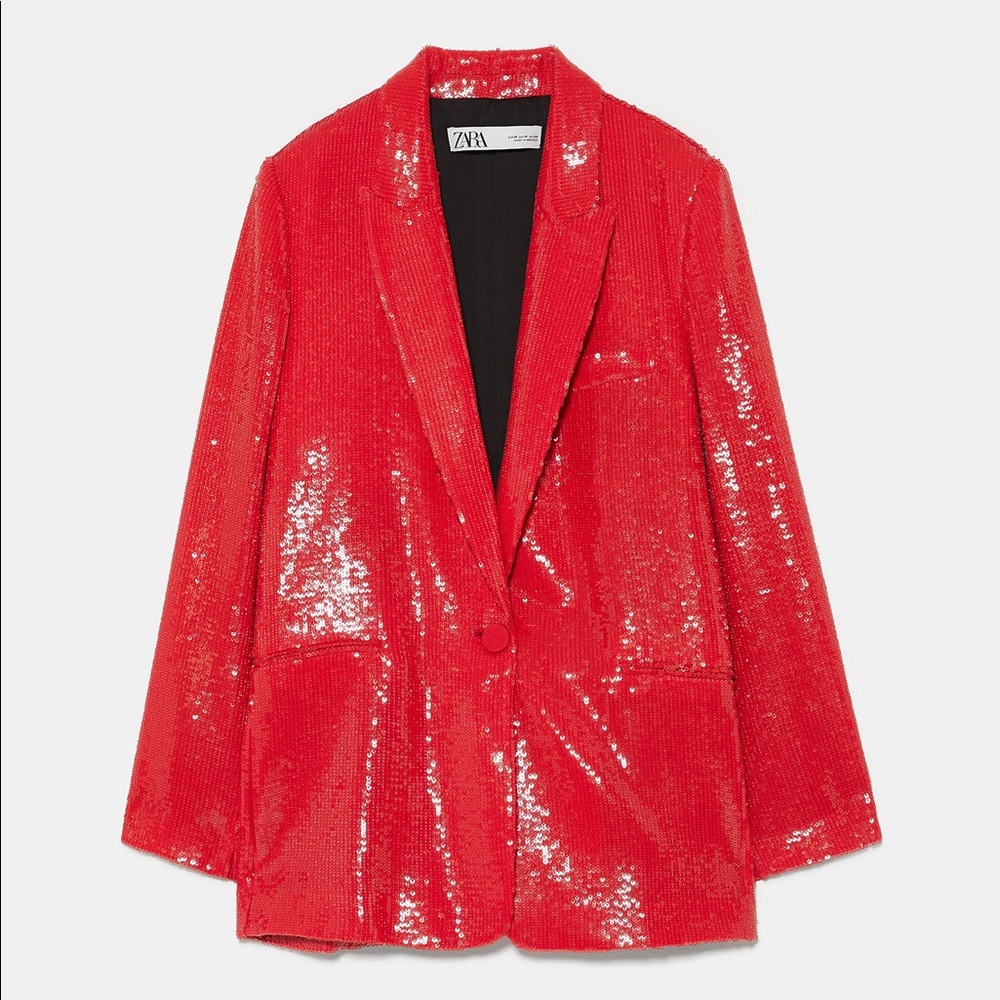 Zara Red Sequin Blazer (NEW WITH TAGS)
